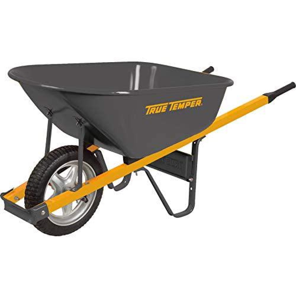 True Temper R6STSP25 Never Flat Tire Steel Wheelbarrow, 6 Cubic Foot True Temper R6STSP25 Never Flat Tire Steel Wheelbarrow, 6 Cubic Foot