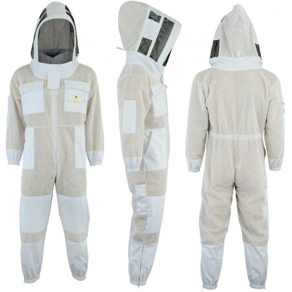 CocobeeUSA Ultra Breeze Bee Suit -Fencing Veil YKK Zippers Ultra Light Weight & Maximum Bee Protection Clothing for Beginner Beekeepers-XL