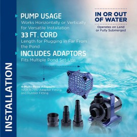 Alpine Corporation Alpine PAL2100 Cyclone Pump-2100 Fountains, Waterfalls, and Water Circulation Pond Pump, 2100 GPH, Black & Blue