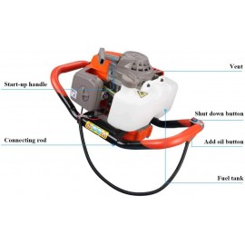 Anbull 48F Dually 1 or 2-Person Earth Auger Powerhead - 72cc 2-Cycle Viper Engine with Translucent Fuel Mixing Tank