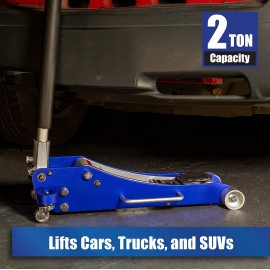 Arcan 2-Ton Quick Rise Aluminum Floor Jack with Dual Pump Pistons & Reinforced Lifting Arm (A20017 / ALJ2T)