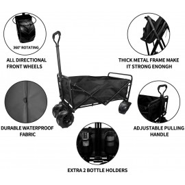Wagon Collapsible with Beach Wheels Outdoor Utility Folding Camping Beach Cart Heavy Duty Wagon Collapsible with Beach Wheels Outdoor Utility Folding Camping Beach Cart Heavy Duty