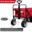 BEAU JARDIN Folding Push Pull Wagon Collapsible Cart 300 Pound Capacity Utility Camping Grocery Canvas Sturdy Portable Buggies Outdoor Garden Sport Heavy Duty Shopping Beach Wide All Terrain Wheel Red