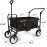BEAU JARDIN Folding Push Wagon Cart Collapsible Utility Camping Grocery Canvas Fabric Sturdy Portable Rolling Lightweight Buggies Outdoor Garden Sport Heavy Duty Shopping Cart Wagons With Wheels Black