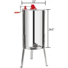 VINGLI 3 Frames Manual Honey Extractor Separator, Food Grade Stainless Steel Honeycomb Spinner Drum Crank By Hand With Adjustable Height Stands, Beekeeping Pro Extraction Apiary Centrifuge Equipment